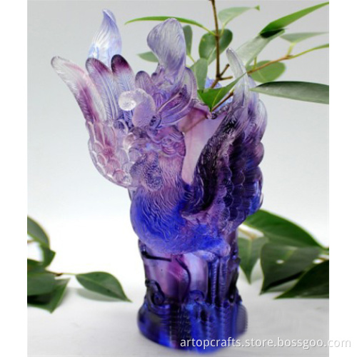 liu li crystal phoenix vase for home decoration